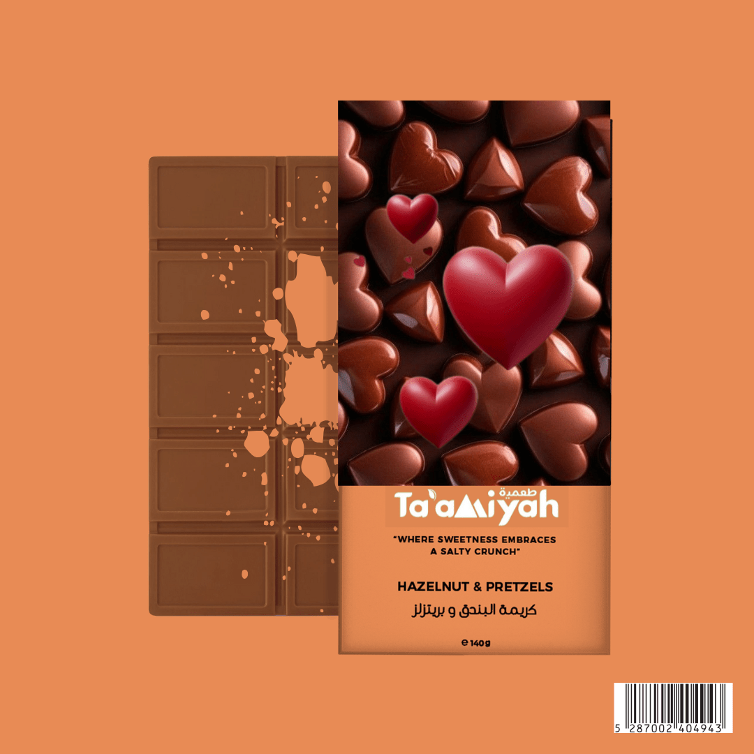 Hazelnut and pretzels flavoured dubai chocolate